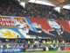 Tifo des Bad Gones et du Virage Nord à Gerland en hommage à Aulas