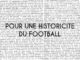 Pour une historicité du football