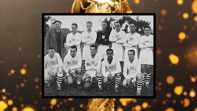 La Team USA au mondial 1930. Bart McGhee est au premier rang, tout à droite. La Team USA au mondial 1930. Bart McGhee est au premier rang, tout à droite.