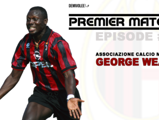 Weah célébrant son premier but avec le Milan AC