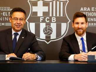 Les images de Messi prolongeant au Barça aux côtés de Bartomeu sont loin. (crédits : AFP)
