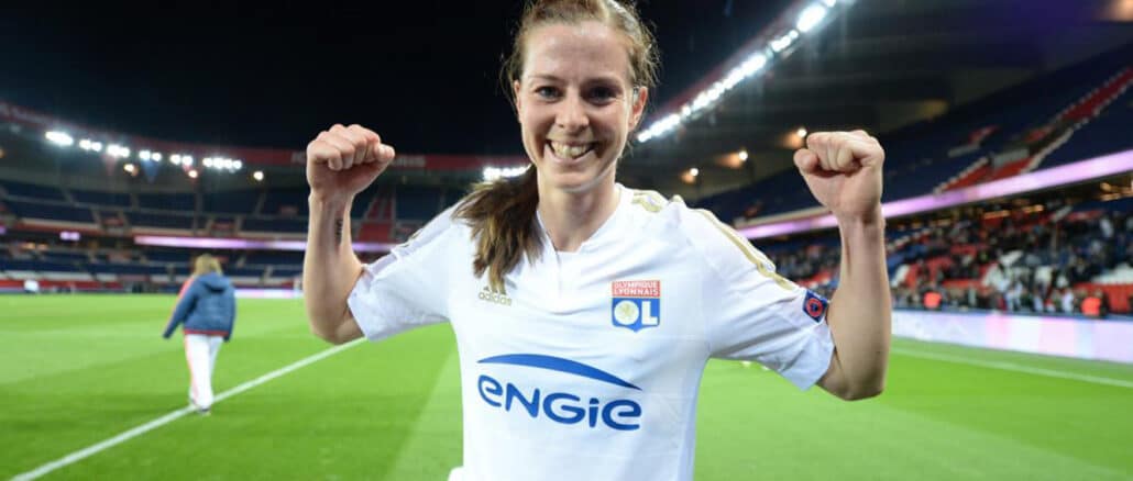 Lotta Schelin sous le maillot Lumières de l'OL. (Alexis Réau/ L'Equipe)